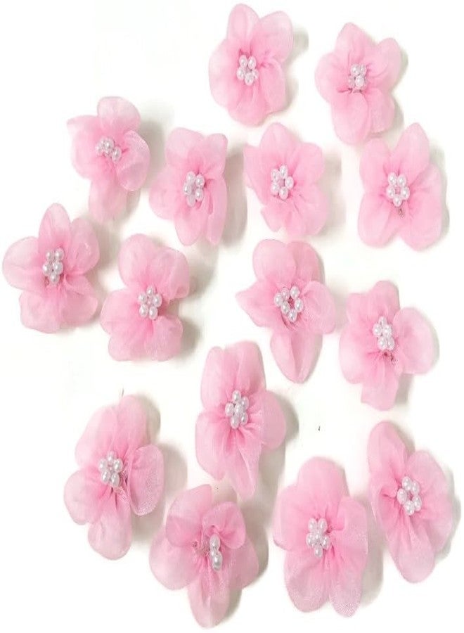 DaSync SYNC Pink Flowers Decoration Craft Patches for Clothes Artificial Blouse Hair Jewellery Imitation Dresses Dupatta Suits, Sarees Gowns 25 Pieces Flower - Image 1